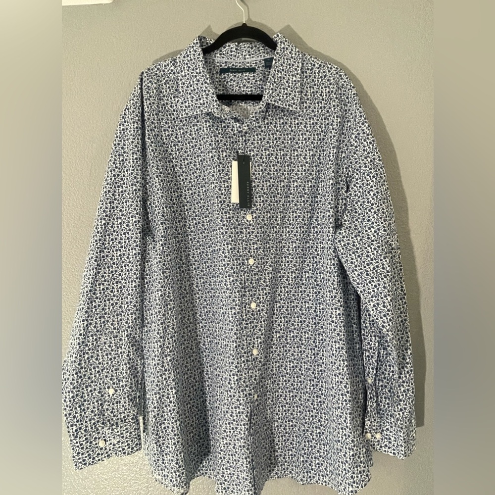 Perry Ellis-Size 2X-long sleeve-Blue floral button up